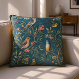 Orient Chinoiserie Birds Cushion Cover 17" x 17" (43cm x 43cm) - Slate Blue