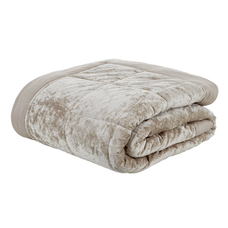 Catherine Lansfield Crushed Velvet Runner - Crushed Velvet Bedspread Natural