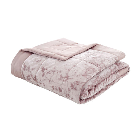 Catherine Lansfield Crushed Velvet Runner - Crushed Velvet Blush Bedspread