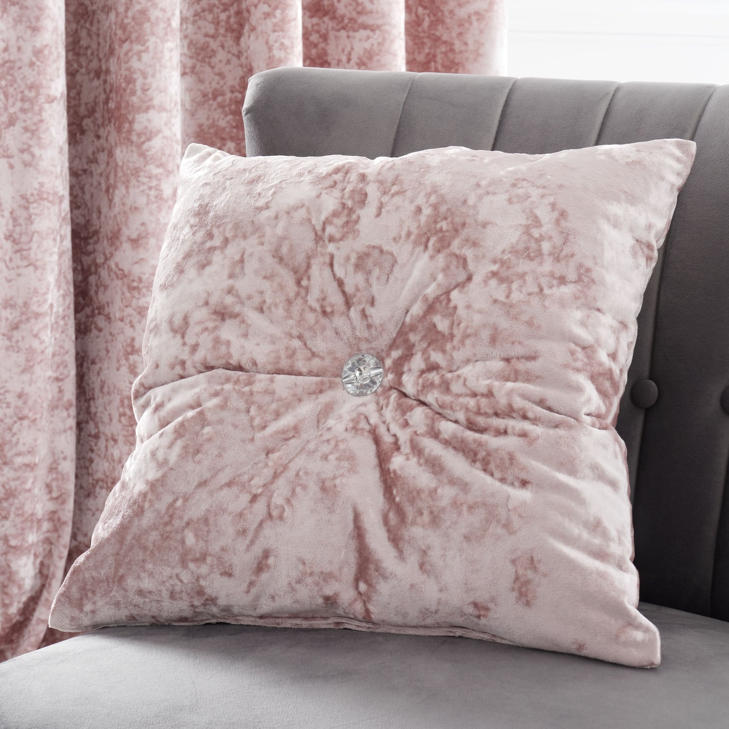 Catherine Lansfield Diamante Filled Cushion 45cm x 45cm - Blush