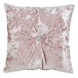 Catherine Lansfield Diamante Filled Cushion 45cm x 45cm - Blush - Crushed Velvet Blush Button Cushion