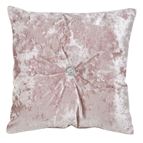 Catherine Lansfield Filled Cushion 55cm x 55cm - Blush - Crushed Velvet Blush Button Cushion