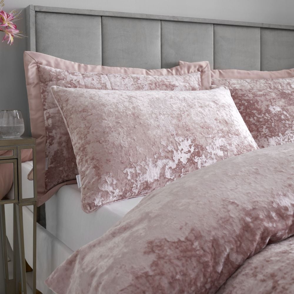 Catherine Lansfield Crushed Velvet Duvet Cover Set - Crushed Velvet Blush Duvet Set