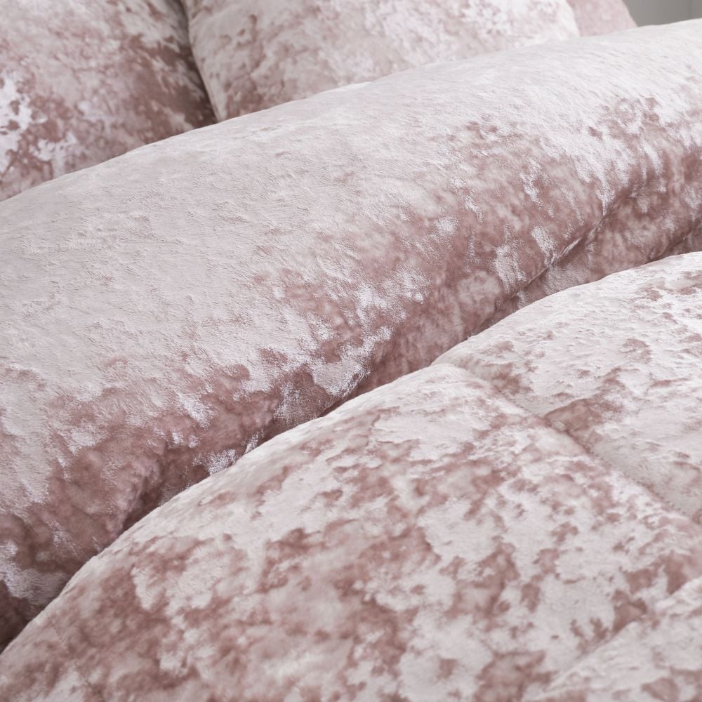 Catherine Lansfield Crushed Velvet Duvet Cover Set - Crushed Velvet Blush Duvet Set
