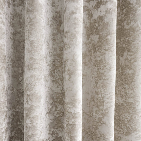 Catherine Lansfield Crushed Velvet Lined Eyelet Curtains - Natural - Crushed Velvet Curtains Natural