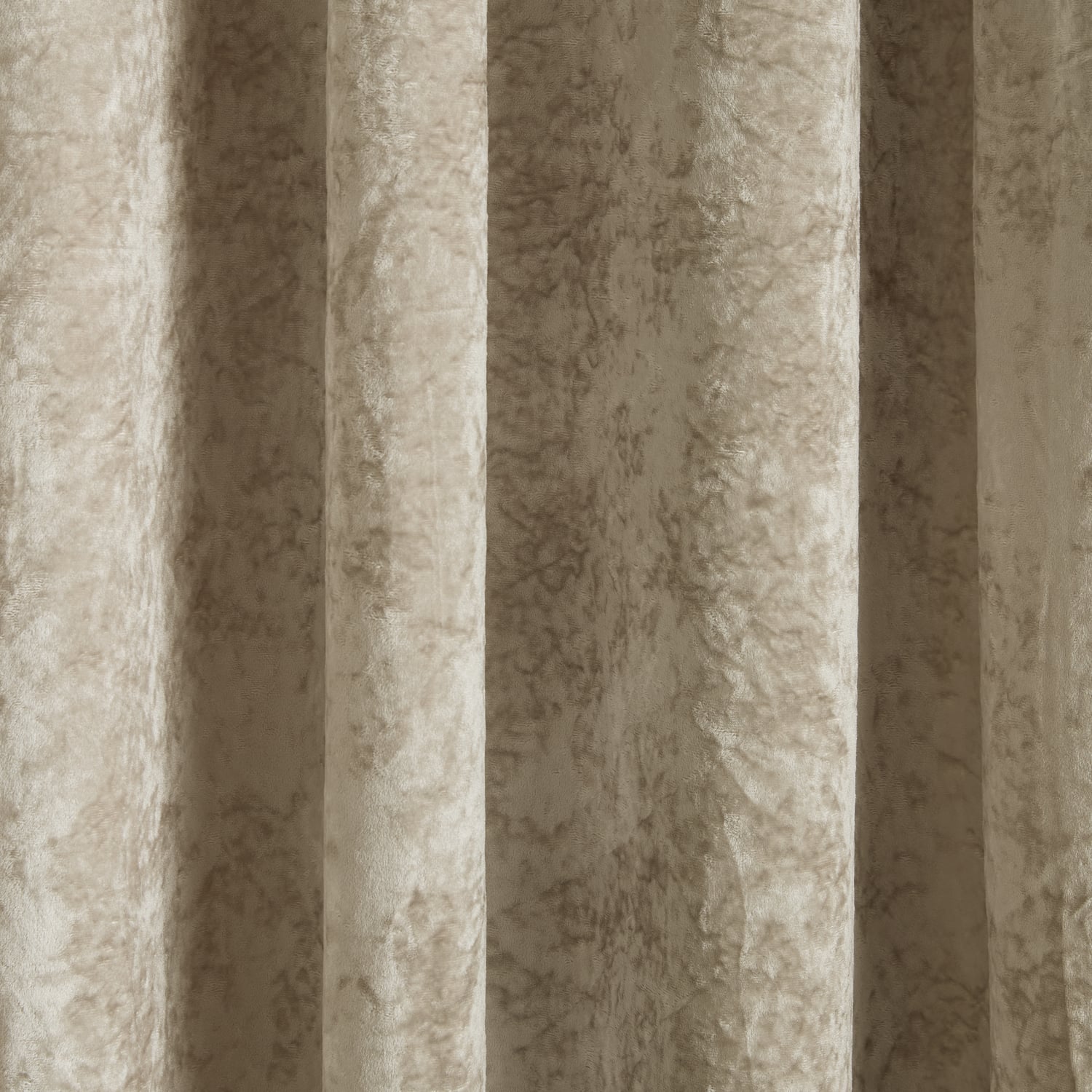 Catherine Lansfield Crushed Velvet Lined Eyelet Curtains - Natural - Crushed Velvet Curtains Natural Dup1