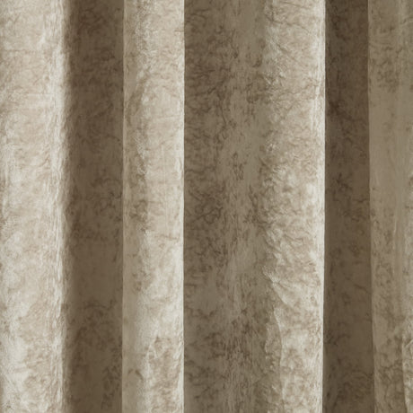 Catherine Lansfield Crushed Velvet Lined Eyelet Curtains - Natural - Crushed Velvet Curtains Natural Dup1