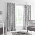 Catherine Lansfield Crushed Velvet Lined Eyelet Curtains - Silver