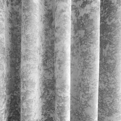 Catherine Lansfield Crushed Velvet Lined Eyelet Curtains - Silver - Crushed Velvet Curtains Silver