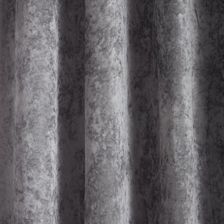 Catherine Lansfield Crushed Velvet Lined Eyelet Curtains - Silver - Crushed Velvet Curtains Silver Dup1