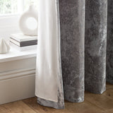 Catherine Lansfield Crushed Velvet Lined Eyelet Curtains - Silver - Crushed Velvet Curtains Silver