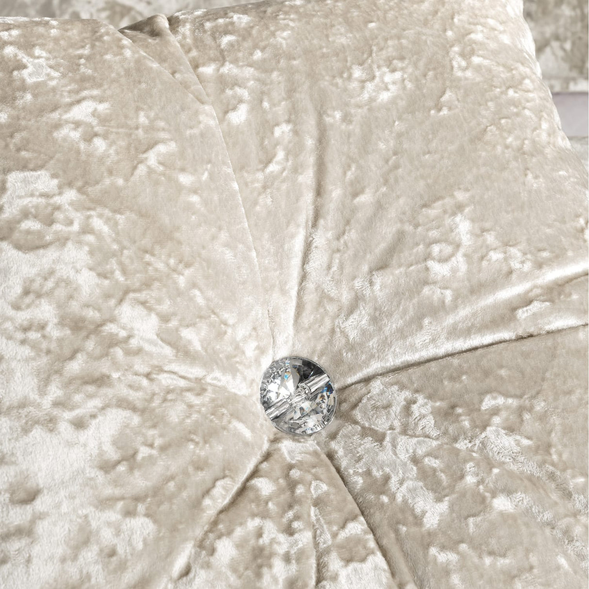 Catherine Lansfield Diamante Filled Cushion 45cm x 45cm - Natural - Crushed Velvet Cushion Natural (1)