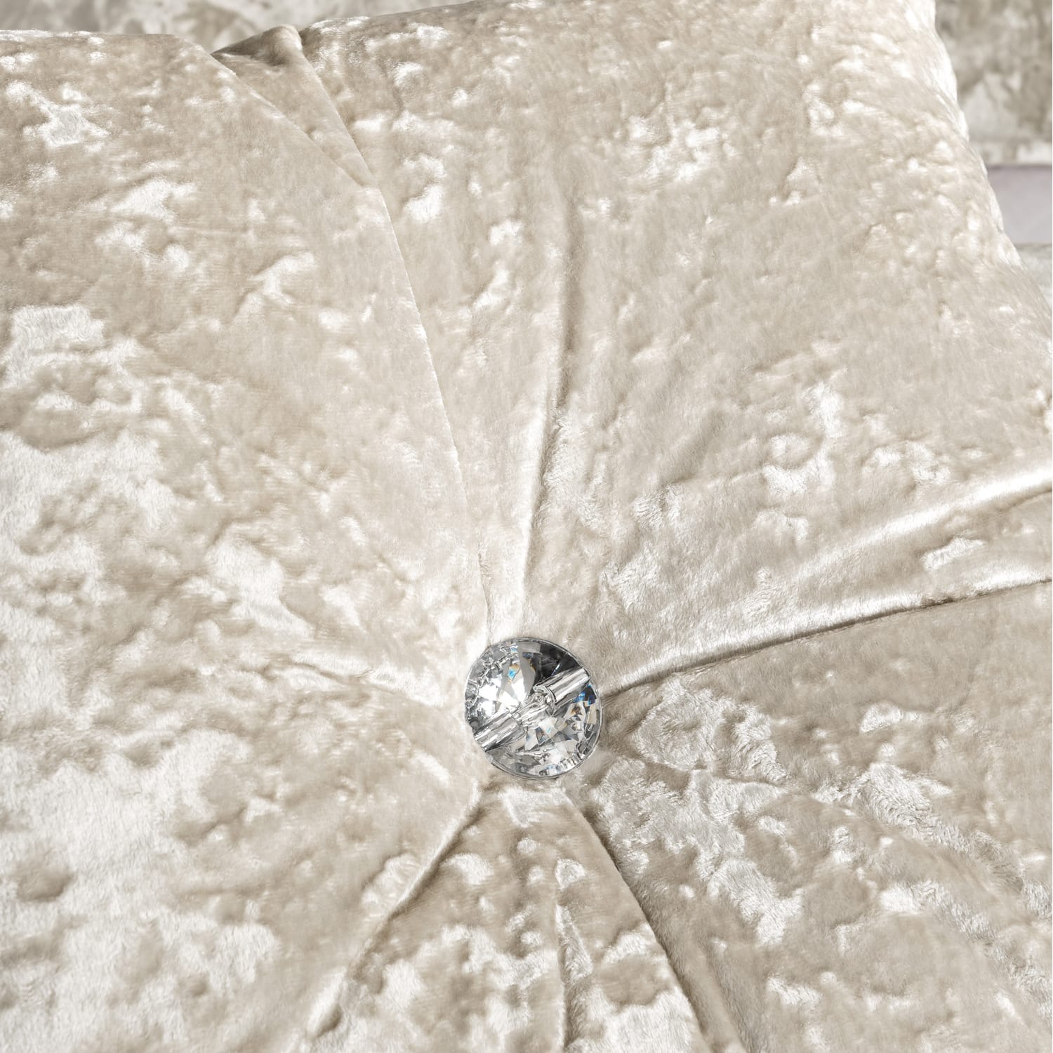 Catherine Lansfield Diamante Filled Cushion 45cm x 45cm - Natural - Crushed Velvet Cushion Natural (1)