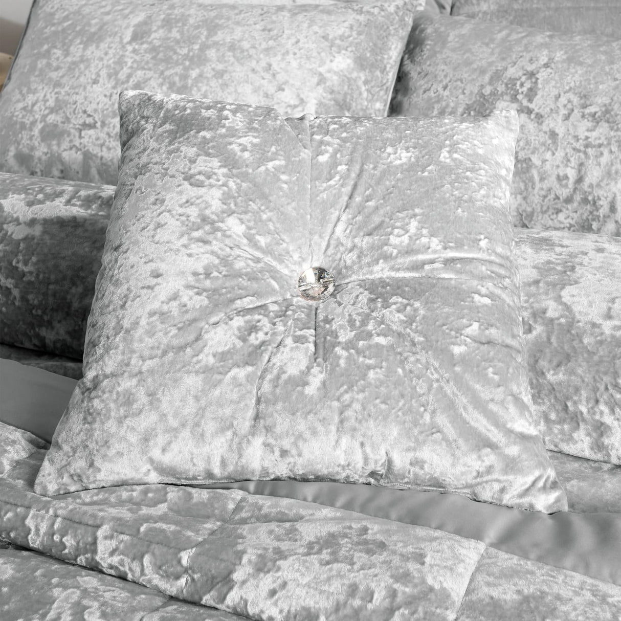 Catherine Lansfield Diamante Filled Cushion 45cm x 45cm - Silver