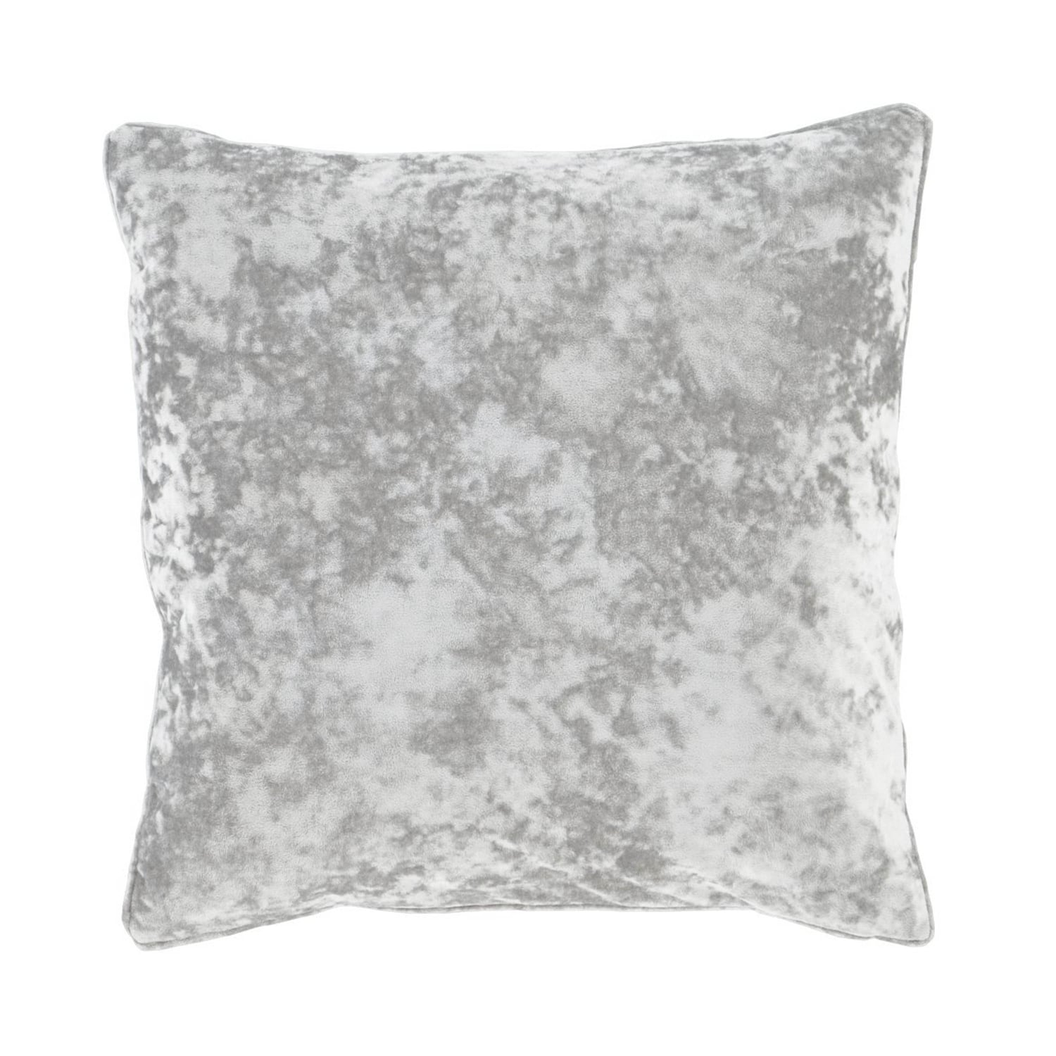 Catherine Lansfield Filled Cushion 55cm x 55cm - Silver - Crushed Velvet Cushion Silver (1)