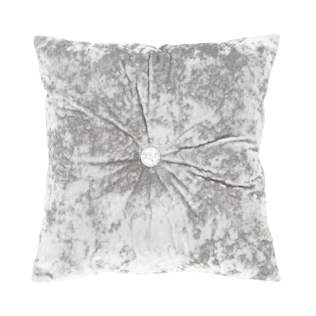 Catherine Lansfield Diamante Filled Cushion 45cm x 45cm - Silver - Crushed Velvet Cushion Silver