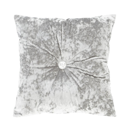 Catherine Lansfield Diamante Filled Cushion 45cm x 45cm - Silver - Crushed Velvet Cushion Silver
