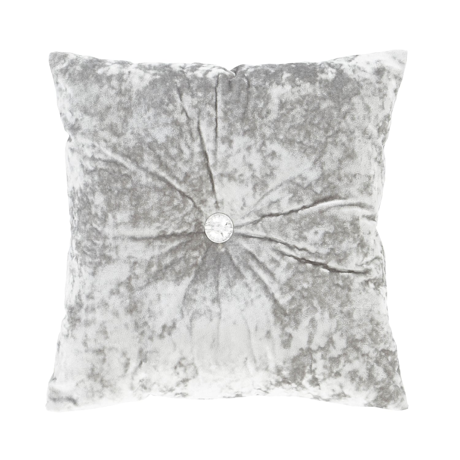 Catherine Lansfield Filled Cushion 55cm x 55cm - Silver - Crushed Velvet Cushion Silver