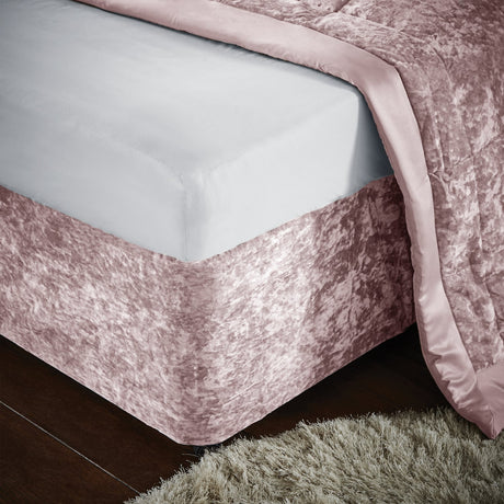 Catherine Lansfield Crushed Velvet Lined Eyelet Curtains - Blush - Crushed Velvet Divan Wrap Band Blush