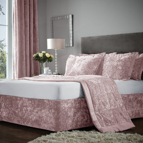 Catherine Lansfield Crushed Velvet Lined Eyelet Curtains - Blush - Crushed Velvet Divan Wrap Band Blush