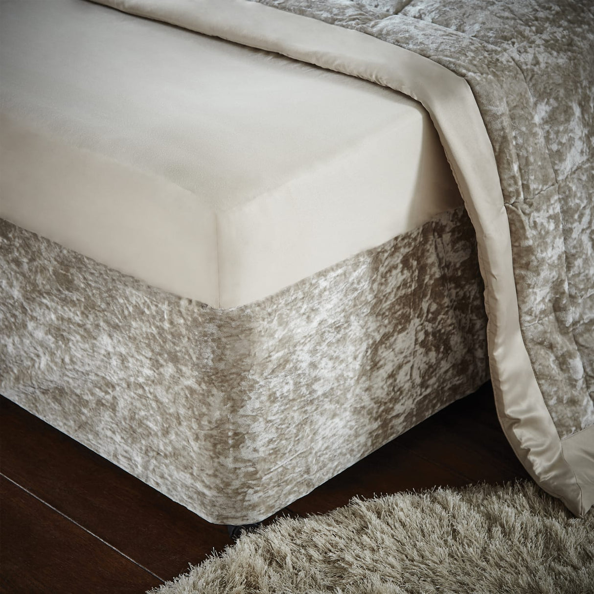 Catherine Lansfield Filled Cushion 55cm x 55cm - Natural - Crushed Velvet Divan Wrap Band Natural