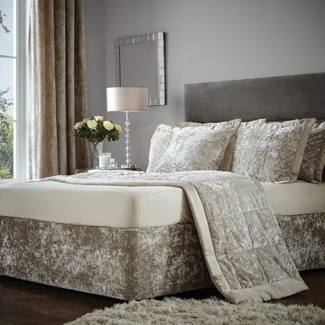 Catherine Lansfield Crushed Velvet Runner - Crushed Velvet Divan Wrap Band Natural