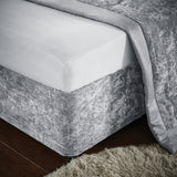 Catherine Lansfield Crushed Velvet Duvet Cover Set - Crushed Velvet Divan Wrap Band Silver