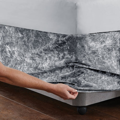 Catherine Lansfield Crushed Velvet Lined Eyelet Curtains - Silver - Crushed Velvet Divan Wrap Band Silver
