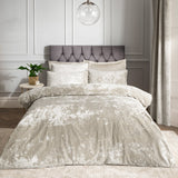 Catherine Lansfield Crushed Velvet Duvet Cover Set - Crushed Velvet Duvet Set Natural