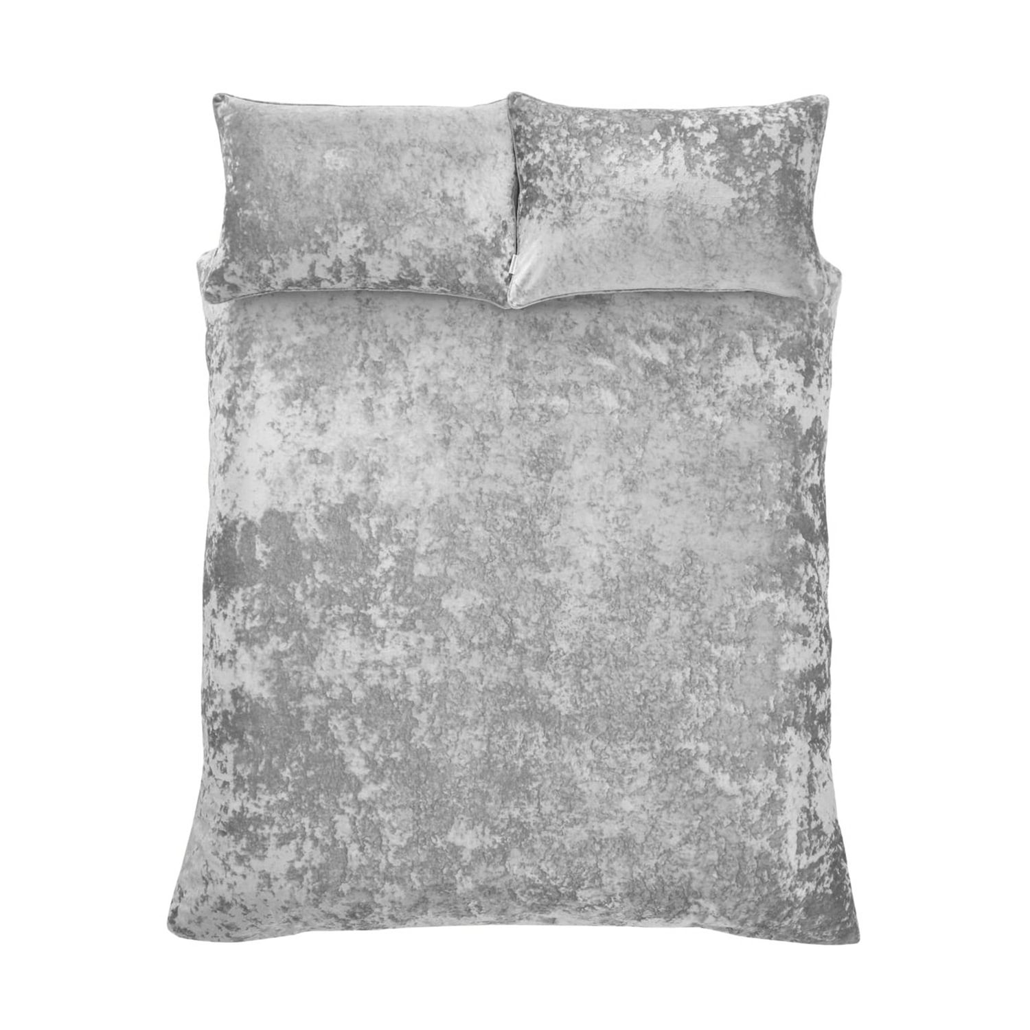 Catherine Lansfield Crushed Velvet Duvet Cover Set - Crushed Velvet Duvet Set Silver
