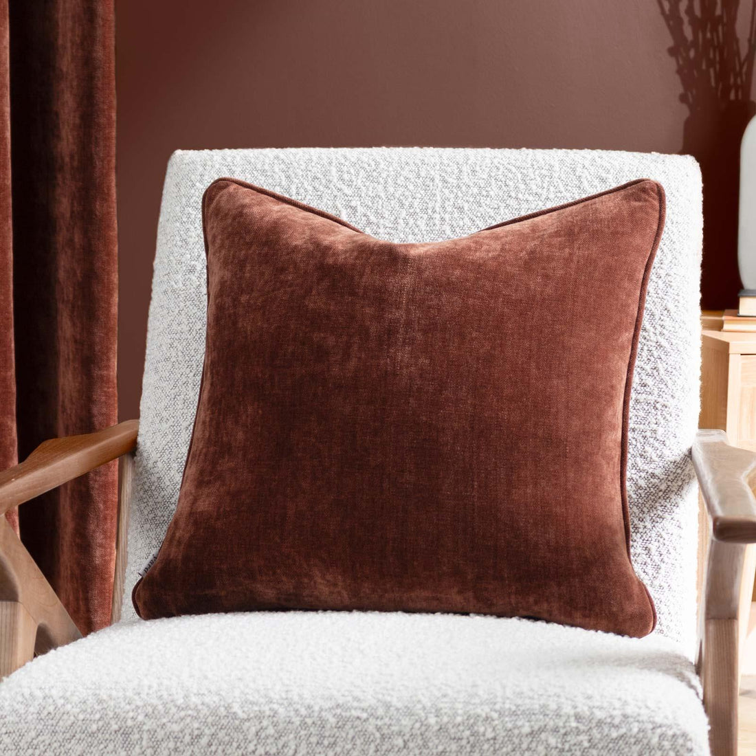Heavy Velvet Chenille Nutmeg Cushion Cover 50cm x 50cm