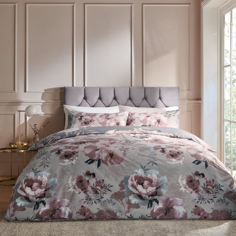 Catherine Lansfield Dramatic Floral Duvet Cover Set - Dramatic Floral Grey Duvet