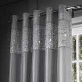 Catherine Lansfield Glitzy Eyelet Curtains - Grey Light Filtering