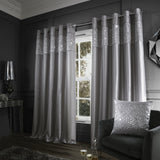 Catherine Lansfield Glitzy Eyelet Curtains - Grey Light Filtering - Glitzy Curtains Grey