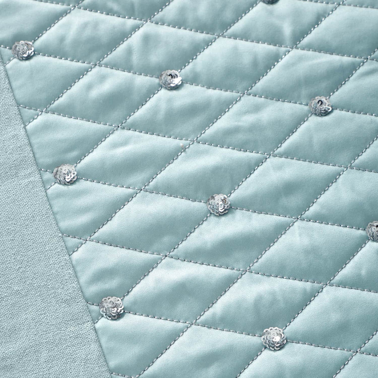 Catherine Lansfield Sequin Cluster Bedspread - Sequin Cluster Bedspread Duck Egg Image 2