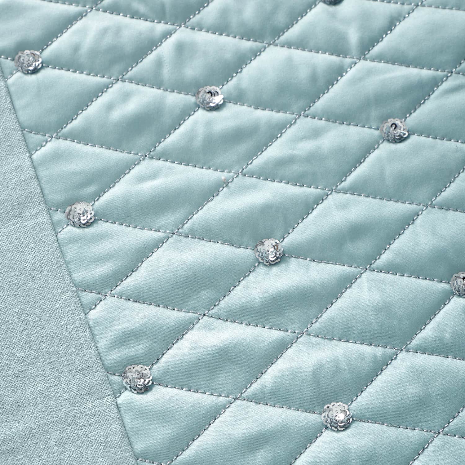 Catherine Lansfield Sequin Cluster Runner - Sequin Cluster Bedspread Duck Egg Image 2
