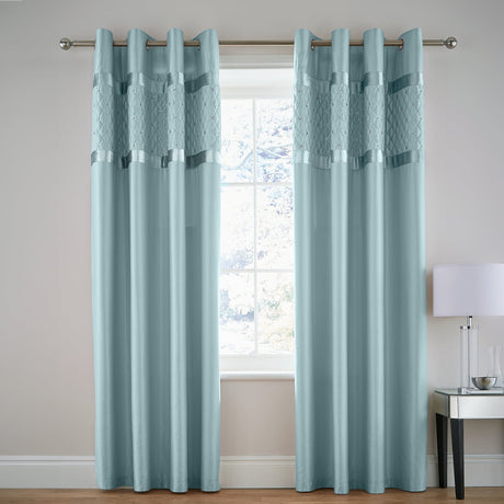 Catherine Lansfield Sequin Cluster Eyelet Curtains - Duck Egg - Sequin Cluster Curtains Duck Egg Image 2