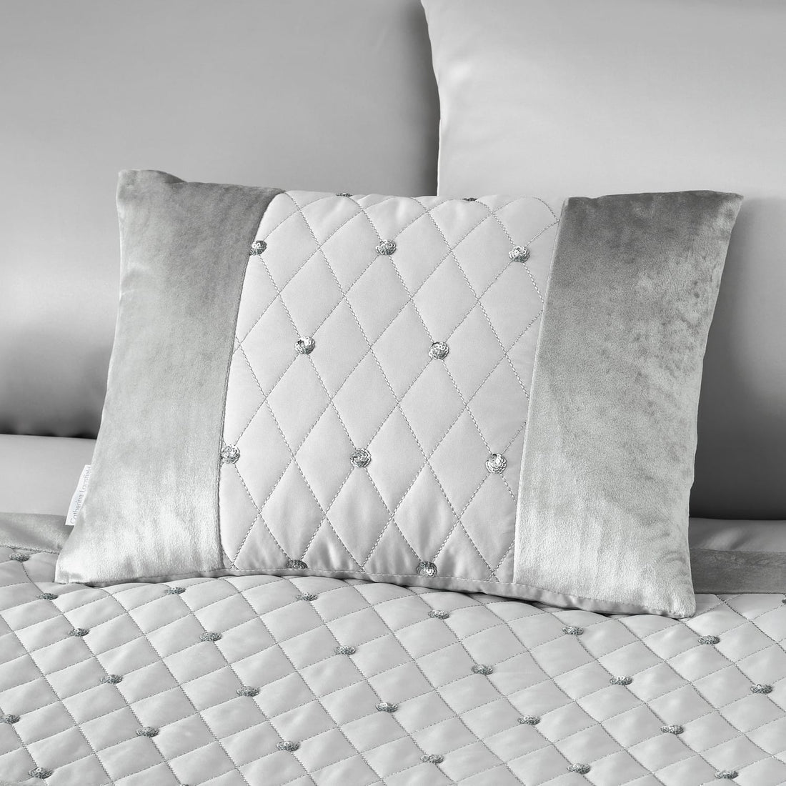 Catherine Lansfield Sequin Cluster Velvet Silver Filled Cushion 30cm x 40cm