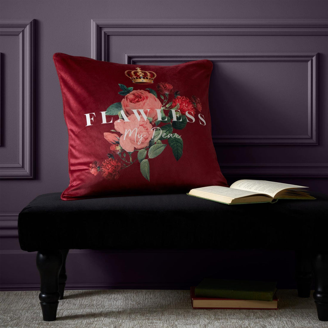 Catherine Lansfield Bridgerton Flawless Floral Velvet Filled Cushion