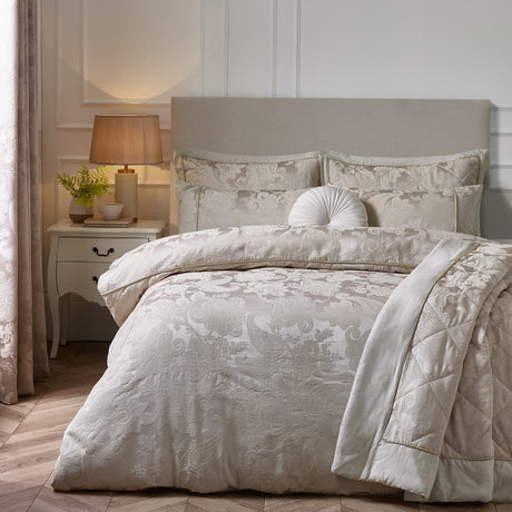 Catherine Lansfield Opulent Jacquard Bedspread - Champagne Gold