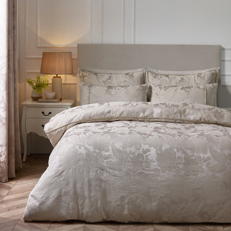 Catherine Lansfield Opulent Jacquard Duvet Cover Set - Champagne Gold