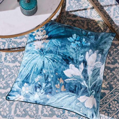 Anthea Floral Velour Cushion Cover & Filled Cushion 22" x 22" (55cm x 55cm) by Hyperion Interiors
