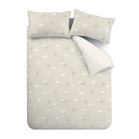 Catherine Lansfield Sheep Brushed Cotton Flannelette Duvet Cover Set - Brushed Sheep Duvet Set