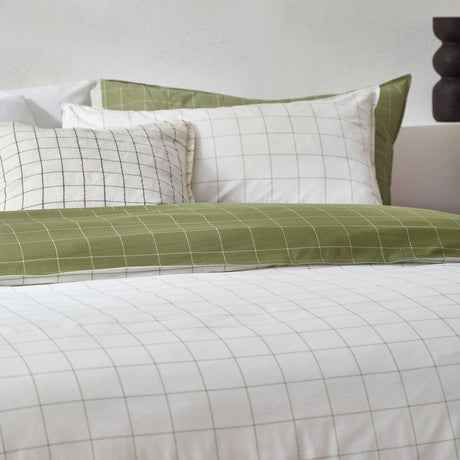 Howarth Check Moss + Natural Duvet Cover Set