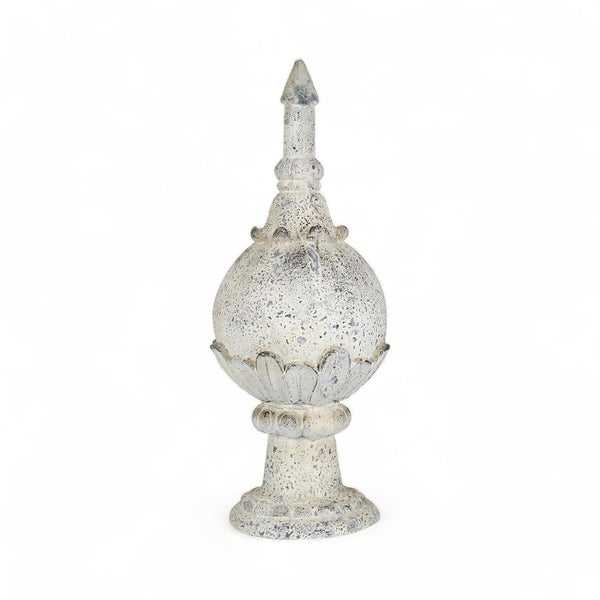 Antique White Distressed Fibreglass Ball Urn