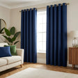 Sorbonne Cotton Lined Ready Made Eyelet Curtains - Navy