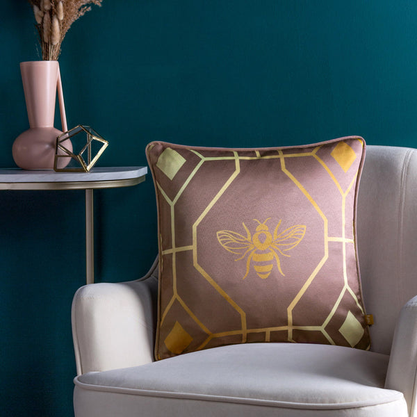Bee Deco Geometric Cushion Cover Blush