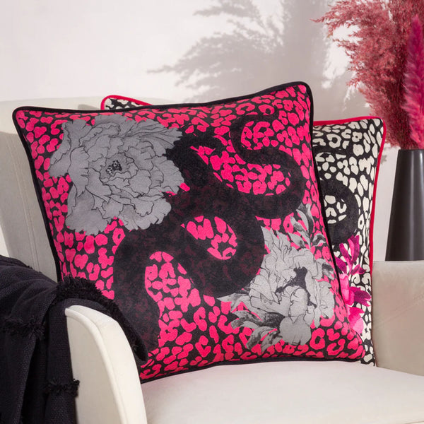 Serpentine Animal Print Cushion Cover Pink