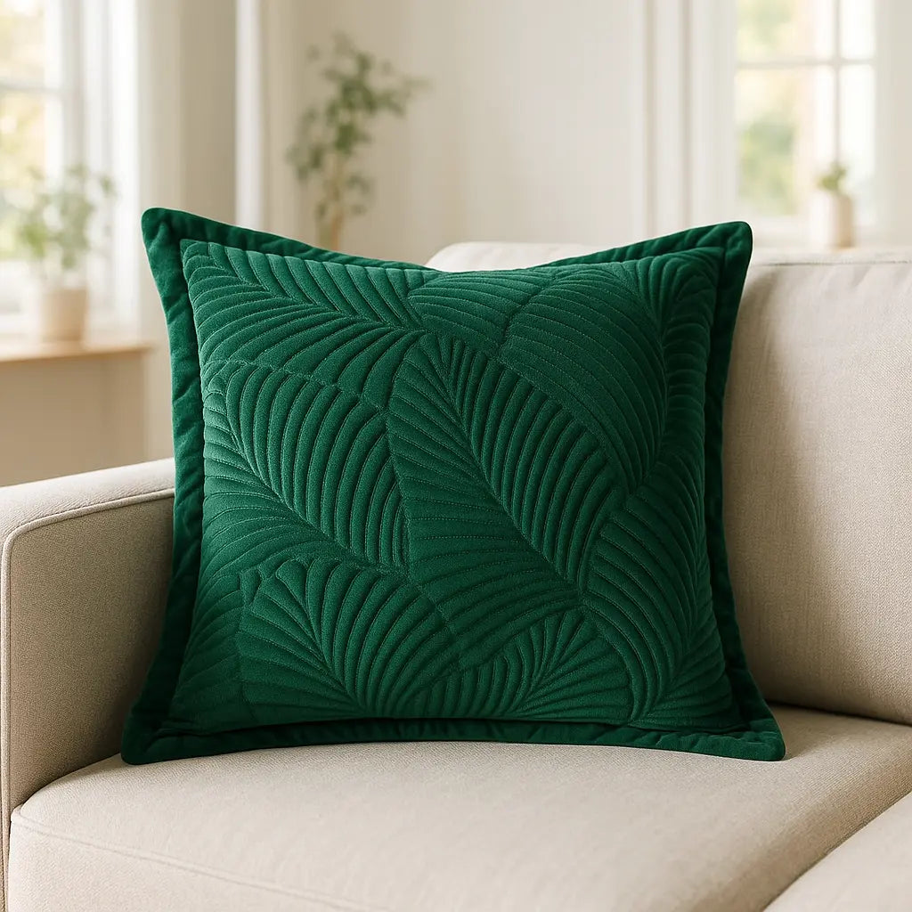 Palmeria 100% Cotton Velvet Emerald Cushion Cover 60cm x 60cm