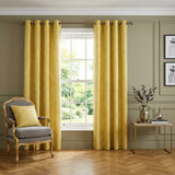 Cotswold Jacquard Eyelet Ring Top Curtains - Ochre